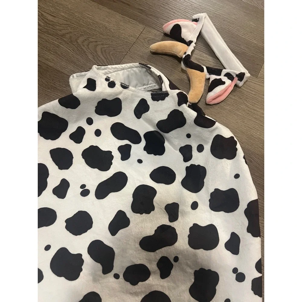 Happy Camper Cow Costume Set‎ Plush Bubble Body Headband and Tail White Black L